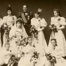 Wedding photograph with bride's maids  (Photo: Gunn & Stuart, London, The Royal Court Photo Archives)